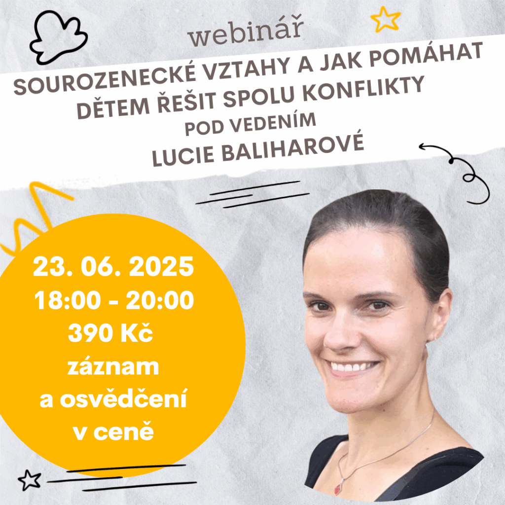 Ilustrační obrázek k webináři o sourozeneckých vztazích – děti sedící spolu, řešící konflikt, podpora porozumění a komunikace v rodině.