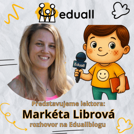 Markéta Librová s maskotem Edáčkem – lektorka Eduall se specializací na děti s ADHD a poruchami chování.