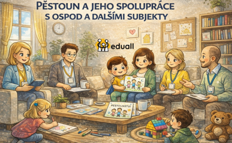 Pěstounská rodina, sociální pracovníci OSPOD a odborníci při společném setkání zaměřeném na podporu dítěte