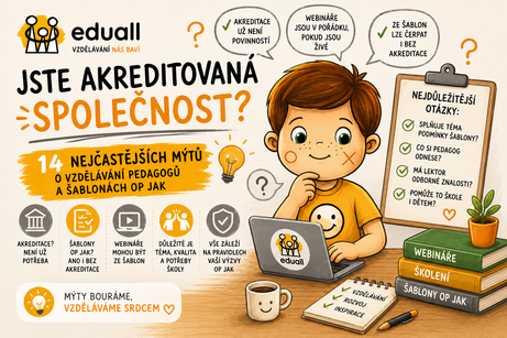 Jste akreditovaná společnost? 14 nejčastějších mýtů o akreditaci MŠMT, vzdělávání pedagogů a šablonách OP JAK – článek Eduall